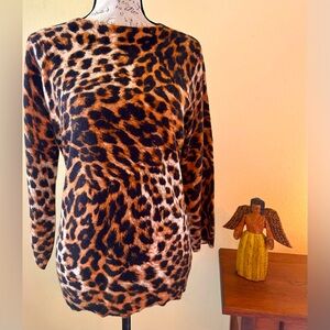 NWT Talbots Audrey Animal Print Leopard Cashmere Sweater